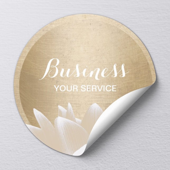 Pegatina Redonda Vintage Gold Circle Lotus Flower (Subido por el creador)