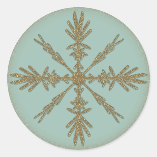 Pegatina Redonda Vintage Golden Snowflake 6 (Anverso)