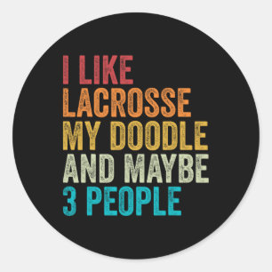 Pegatina Redonda Vintage Goldendoodle Dueño de Perro Lacrosse Lover