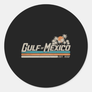 Pegatina Redonda Vintage Golfo De México Desde 1550 Retro Vintage B