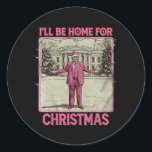 Pegatina Redonda Vintage Gracioso Trump estaré en casa para Chris<br><div class="desc">Vintage Gracioso Trump Estaré en casa para Navidades 2024 2</div>