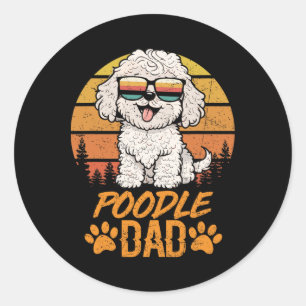 Pegatina Redonda Vintage Guay White Toy Poodle Dad Day for