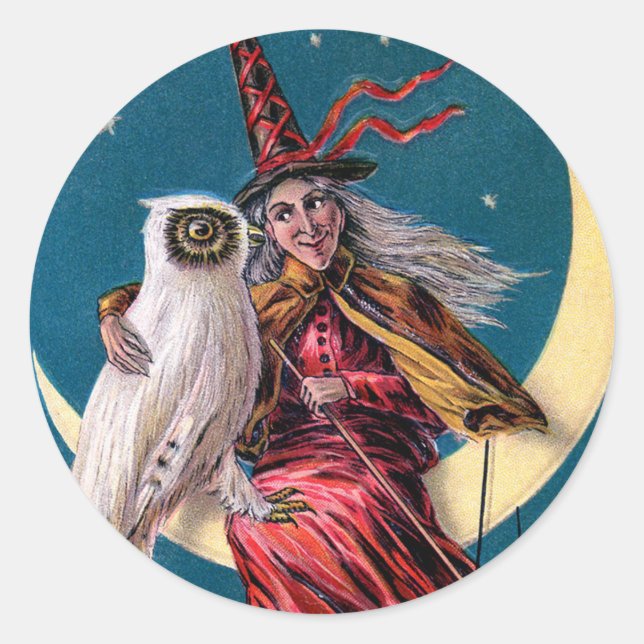 Pegatina Redonda Vintage Halloween (Anverso)