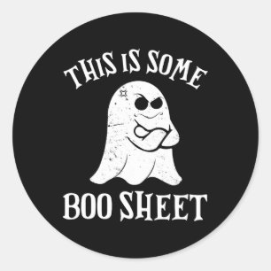 Pegatina Redonda Vintage Halloween Boo Esta Es Una Hoja De Bote