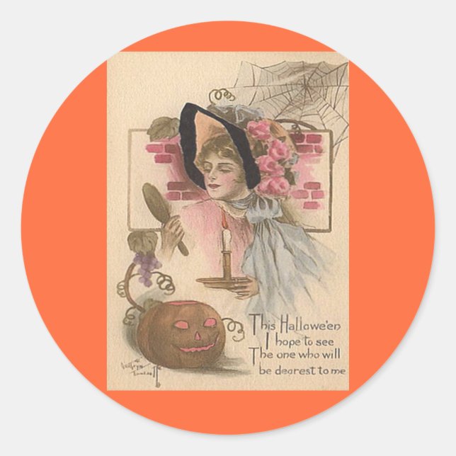 Pegatina Redonda Vintage Halloween Dearest (Anverso)