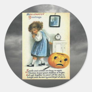 Pegatina Redonda Vintage Halloween Greetings