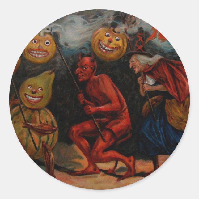 Pegatina Redonda VINTAGE HALLOWEEN PEGATINA, Raphael Tuck 1909 (Anverso)