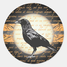Pegatina Redonda Vintage Halloween Pegatinas de Nevermore Raven