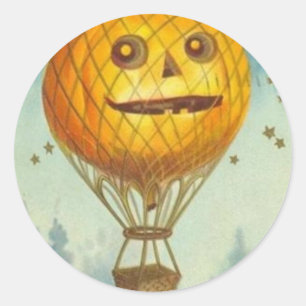 Pegatina Redonda Vintage Halloween Tarjetas de felicitación clásica