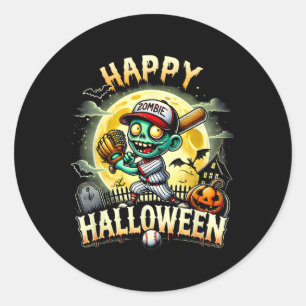 Pegatina Redonda Vintage Halloween Zombie Sell Skeleton Sell Player