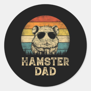 Pegatina Redonda Vintage Hamster Dad Hamster Amantes Papi y#;