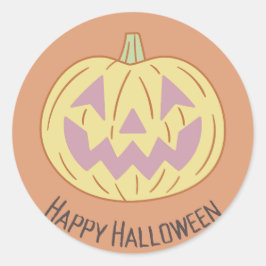 Pegatina Redonda Vintage Happy Halloween