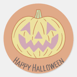 Pegatina Redonda Vintage Happy Halloween