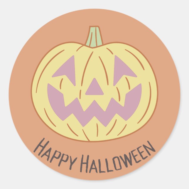 Pegatina Redonda Vintage Happy Halloween 3' (Anverso)