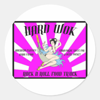 Pegatina Redonda Vintage Hard Wok Cafe Rótulo