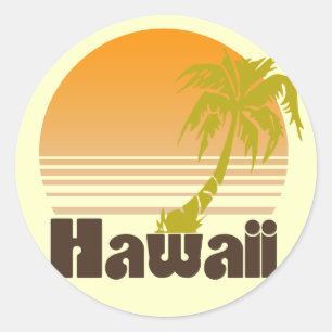 Pegatina Redonda Vintage Hawaii