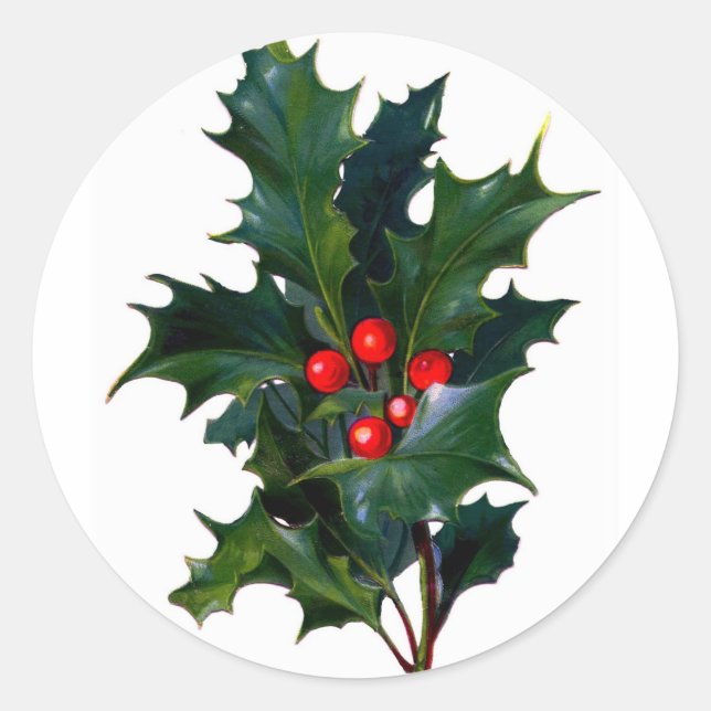 Pegatina Redonda Vintage Holly (Anverso)