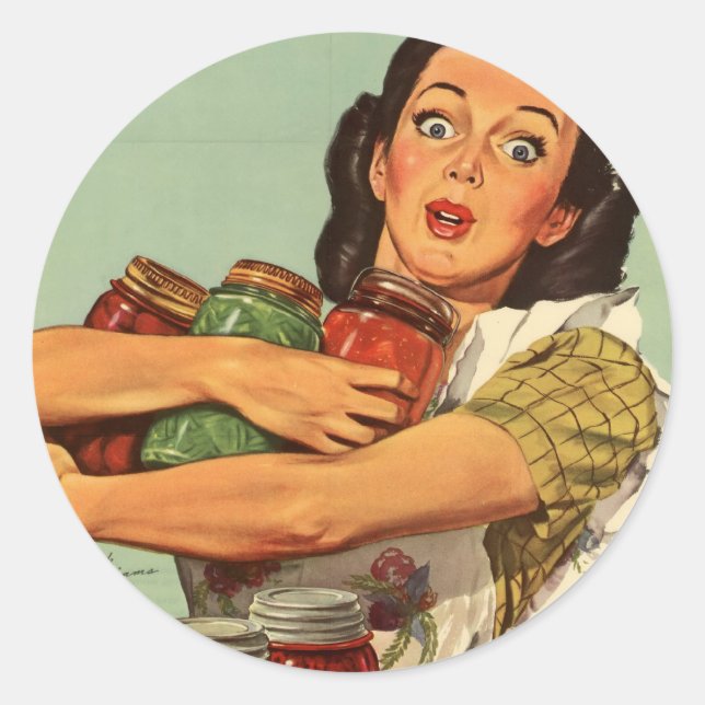 Pegatina Redonda Vintage Housewife (Anverso)