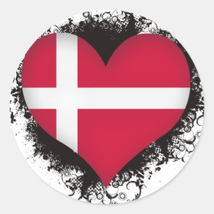 Pegatina Redonda Vintage I Love Danish