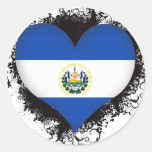 Pegatina Redonda Vintage I Love El Salvador