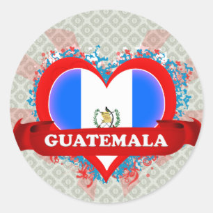 Pegatina Redonda Vintage I Love Guatemala