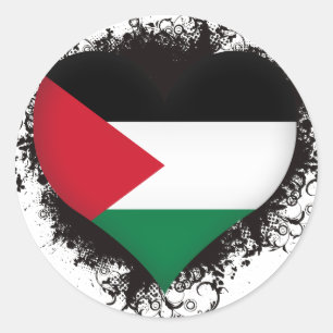 Pegatina Redonda Vintage I Love Palestine