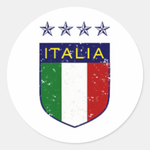 Pegatina Redonda Vintage Italia Fútbol Doble Cara