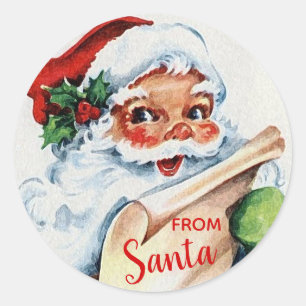 Pegatina Redonda Vintage Jolly Santa Claus DE SANTA