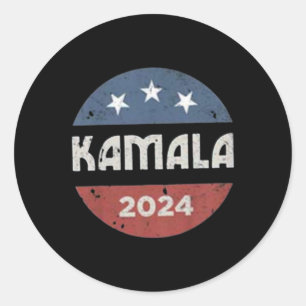 Pegatina Redonda Vintage Kamala Harris 2024 para las elecciones pre
