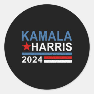 Pegatina Redonda Vintage Kamala Harris 2024 para las elecciones pre