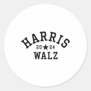 Pegatina Redonda Vintage Kamala Harris Tim Walz 2024