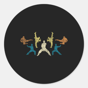 Pegatina Redonda Vintage Karate Taekwondo Artes marciales mixtas Mm