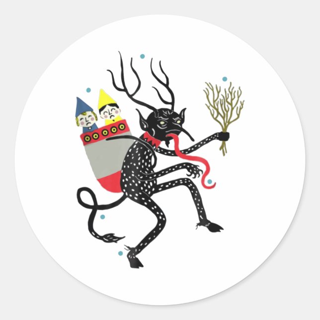 Pegatina Redonda Vintage Krampus (Anverso)