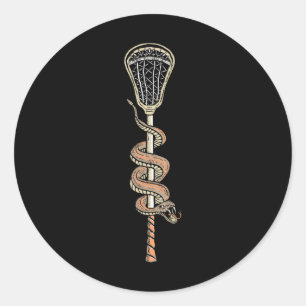 Pegatina Redonda Vintage Lacrosse Stick Y Rattlesnake Lax Snake I