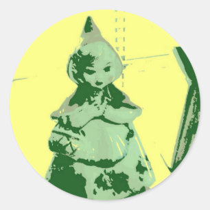 Pegatina Redonda Vintage Little Red Riding Hood