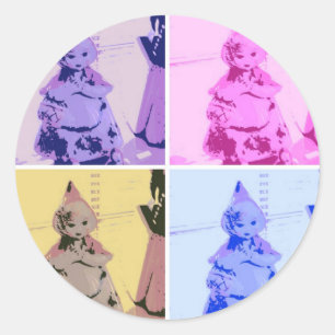 Pegatina Redonda Vintage Little Red Riding Hood