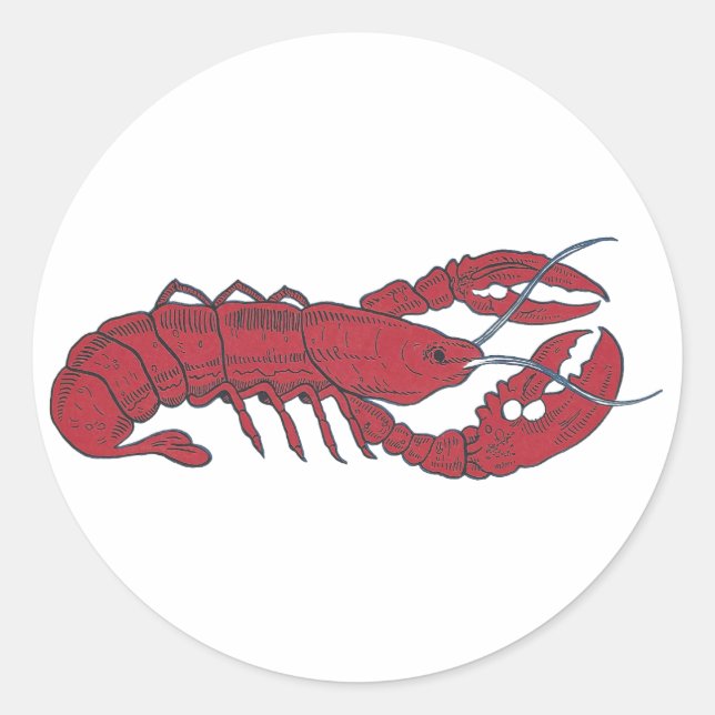 Pegatina Redonda Vintage Lobster (Anverso)