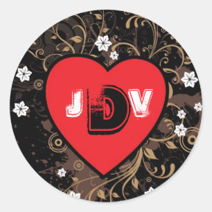 Pegatina Redonda Vintage Look Rock & Roll Music Boda