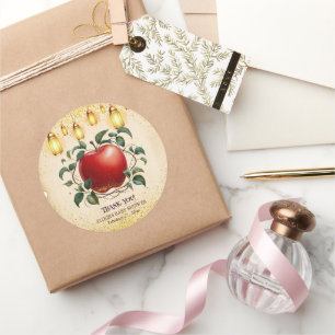 Pegatina Redonda Vintage Magic Apple of Our Eyes Baby Shower