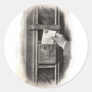 Pegatina Redonda Vintage Mail Box