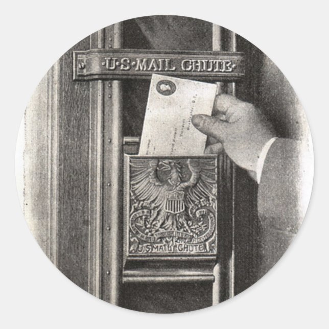 Pegatina Redonda Vintage Mail Box