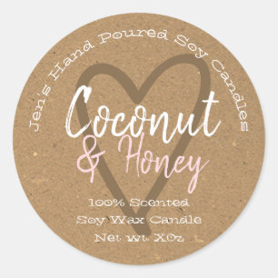 Pegatina Redonda Vintage Mano Vidriera Velas de soja Kraft Paper