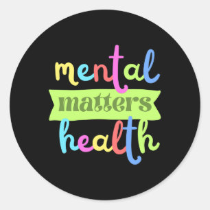 Pegatina Redonda Vintage Mental Health Problema Cita Para Apoyo
