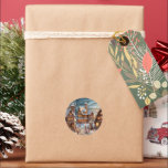 Pegatina Redonda Vintage Merry Christmas<br><div class="desc">Feliz Navidad a tu familia</div>