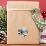 Pegatina Redonda Vintage Merry Christmas<br><div class="desc">Feliz Navidad a tu familia</div>
