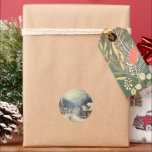 Pegatina Redonda Vintage Merry Christmas<br><div class="desc">Feliz Navidad a tu familia</div>