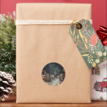 Pegatina Redonda Vintage Merry Christmas<br><div class="desc">Feliz Navidad a tu familia</div>