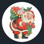 Pegatina Redonda Vintage Merry Christmas Delivery Santa Claus<br><div class="desc">Vintage Feliz Navidad Entrega Santa Claus Pegatina de Ronda Clásico.</div>