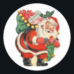 Pegatina Redonda Vintage Merry Christmas Delivery Santa Claus<br><div class="desc">Vintage Feliz Navidad Entrega Santa Claus Pegatina de Ronda Clásico.</div>