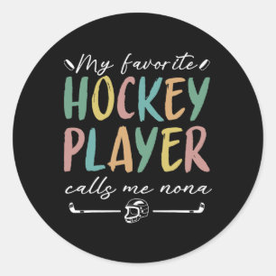 Pegatina Redonda Vintage Mi Jugador de Hockey Favorito Me Llama Non